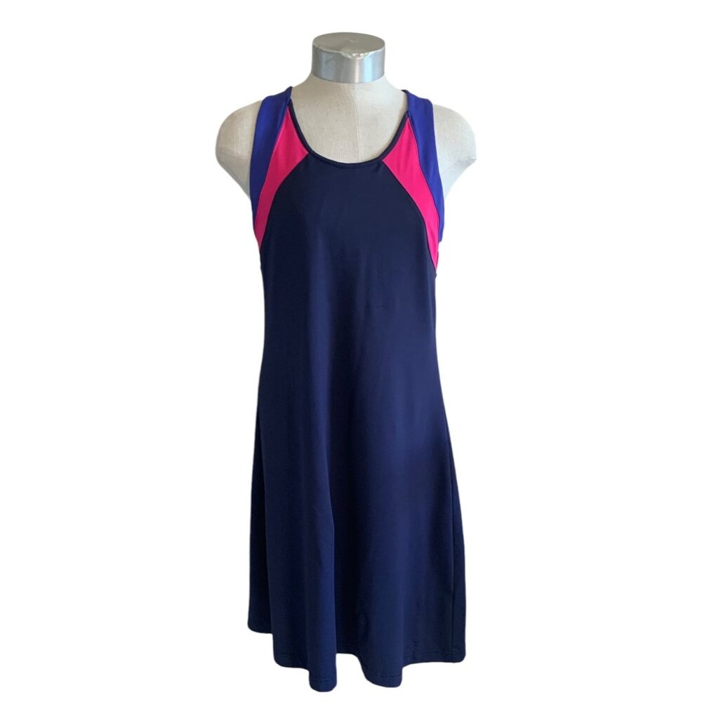 TITLE NINE Navy Diamalete Crossback Color Block Activewear Women’s Dress Medium